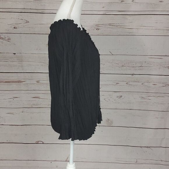 Harve Benard, Black Button up w/ tassel tie front - Picture 7 of 12